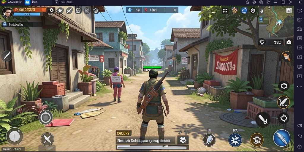 Tampilan gameplay <strong>CACOR78</strong> yang menampilkan berbagai aktivitas sehari-hari karakter.