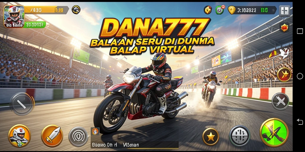 Screenshot DANA777 menampilkan aksi balapan mendebarkan di lintasan.