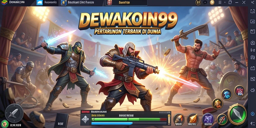 Screenshot DEWAKOIN99 menampilkan aksi pertempuran memukau di medan Battle Royale.