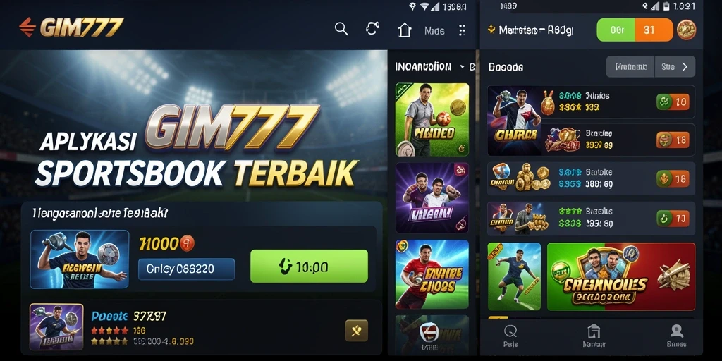Tampilan gameplay interaktif dari GIM777 sebagai aplikasi Sportsbook.