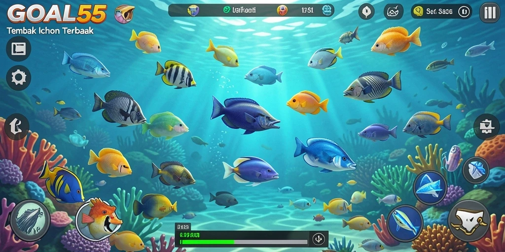 Tampilan gameplay seru dari aplikasi Tembak Ikan GOAL55.