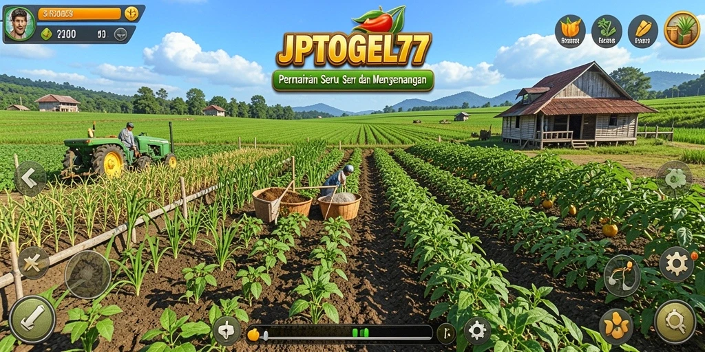 Tangkapan layar gameplay JPTOGEL77 menampilkan aktivitas bertani yang menyenangkan.