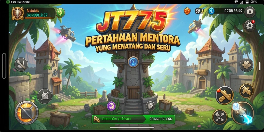 Tangkapan layar JT777 menampilkan aksi seru dalam permainan Tower Defense.