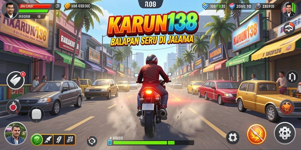 Tampilan gameplay menarik dari KARUN138 saat balapan.