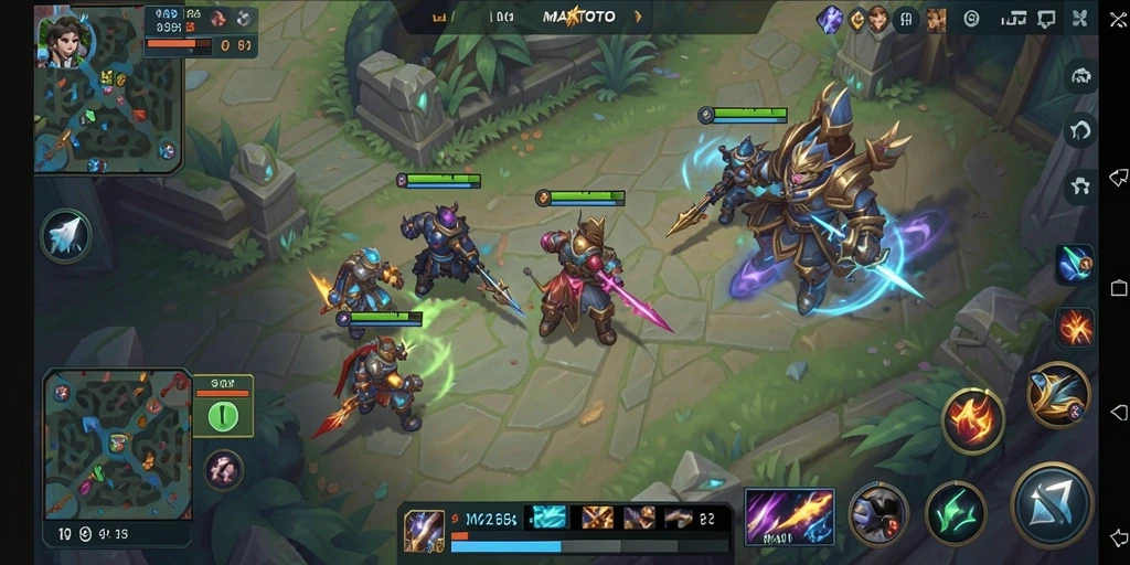 Screenshot utama MAKTOTO menampilkan aksi seru gameplay MOBA.