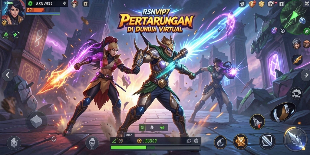 Screenshot utama RSNVIP7 menampilkan pertarungan karakter yang intens dan mendebarkan.