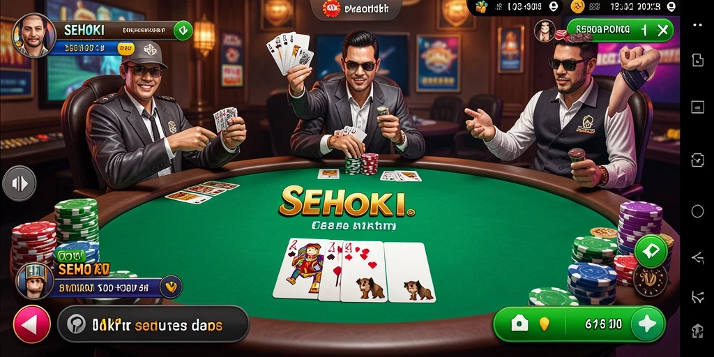 Gambaran gameplay seru SEHOKI dengan pemain aktif di meja poker.