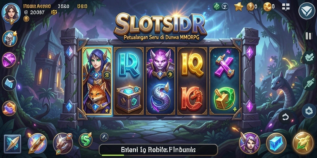 Screenshot gameplay SLOTSIDR yang menampilkan pertarungan epik di dunia MMORPG.